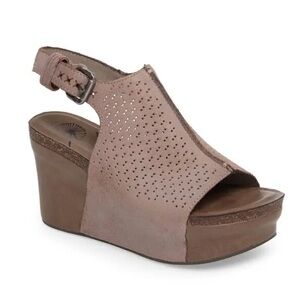 OTBT Jaunt Platform Wedge Platform Sandal Grey Powder Suede Size 6.5 Boho